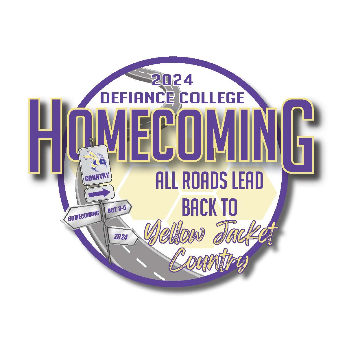 image with road signs describing the homecoming theme and dates